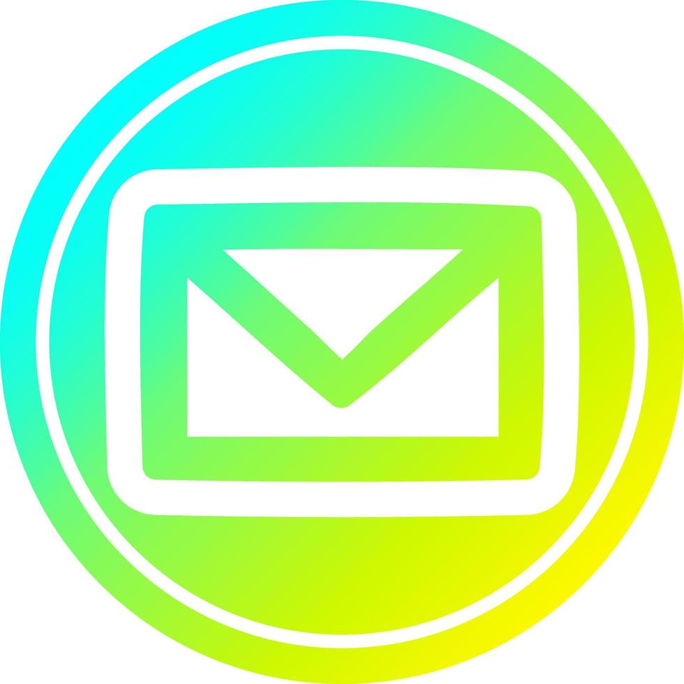 envelope letter circular in cold gradient spectrum vector