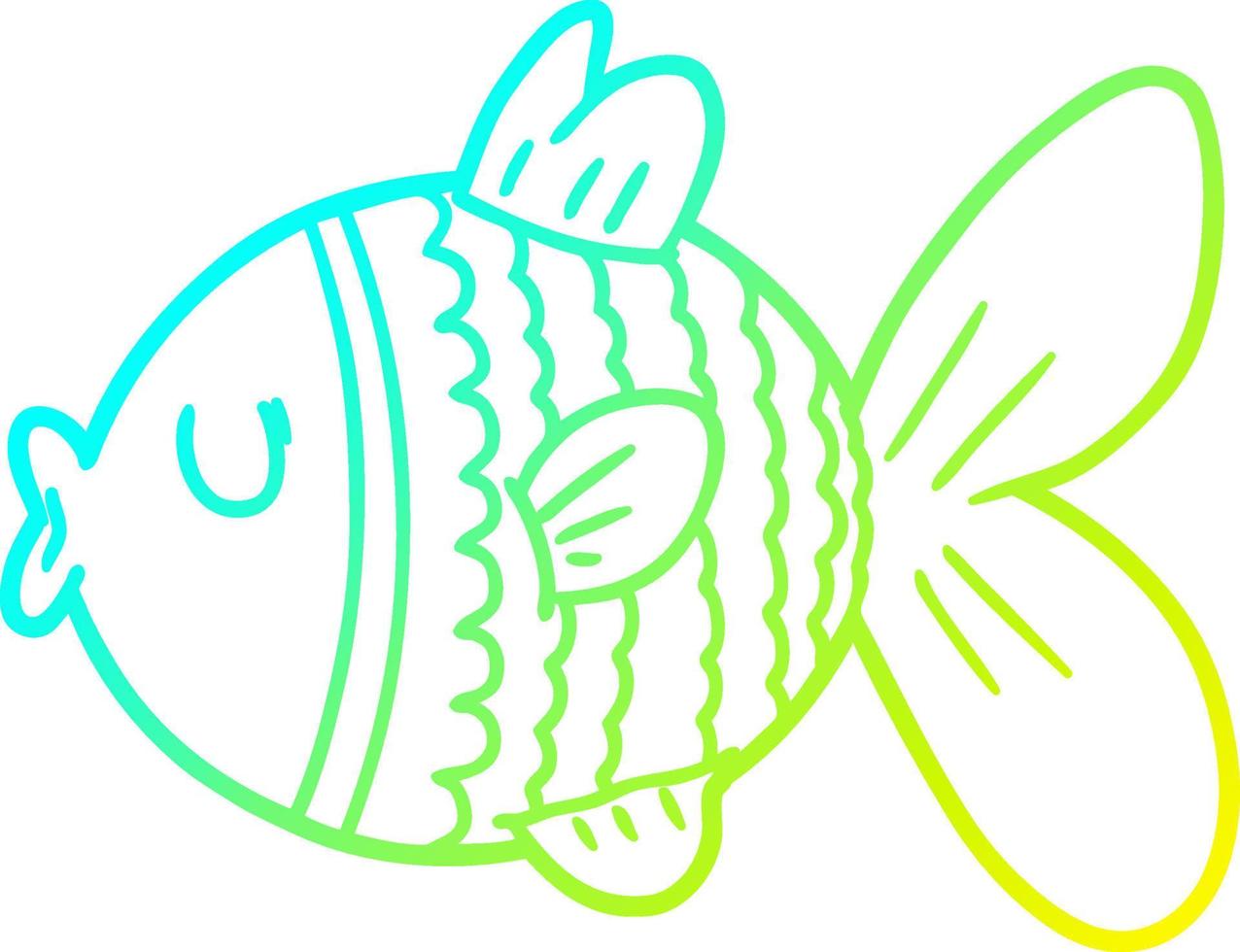 cold gradient line drawing cartoon fish vector