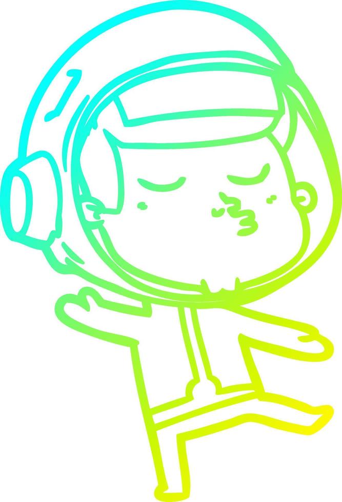cold gradient line drawing cartoon confident astronaut vector