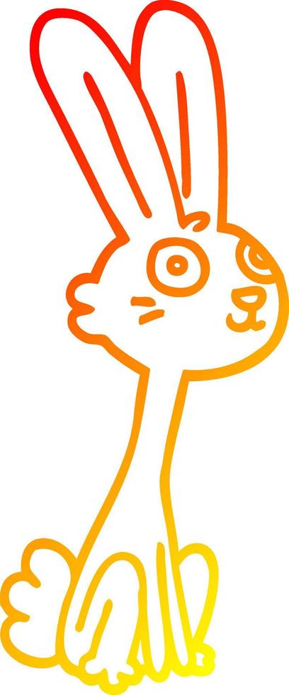 warm gradient line drawing cartoon rabbit vector