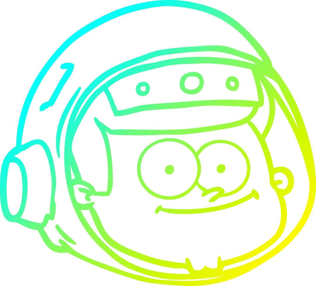 cold gradient line drawing cartoon astronaut face vector