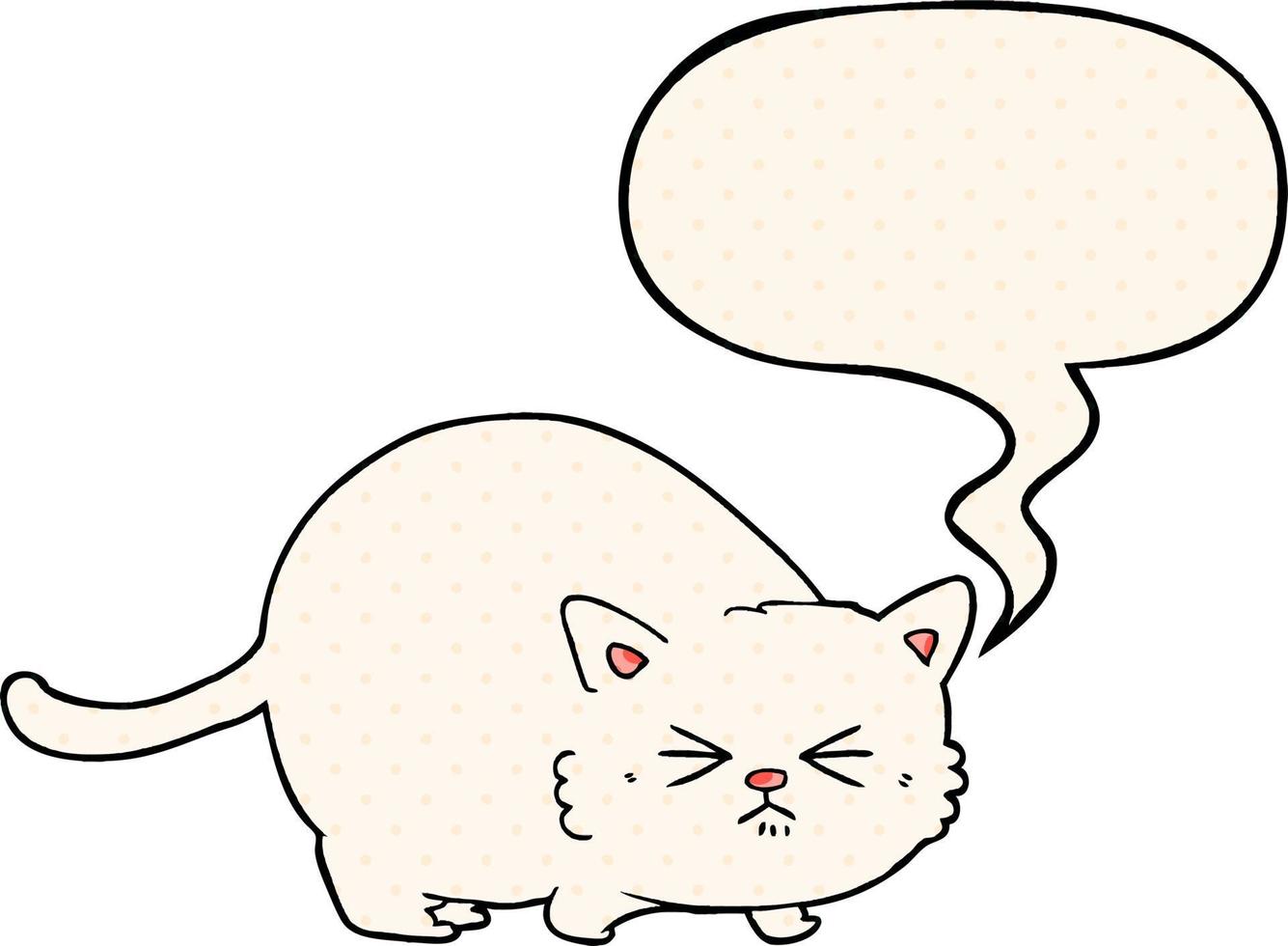 cartoon angry cat and speech bubble in comic book style vector