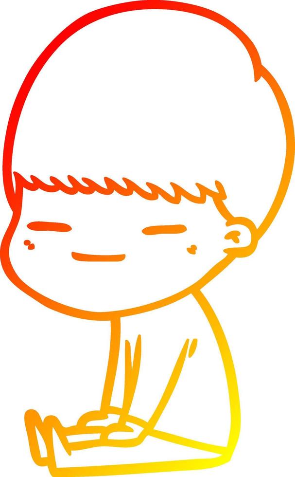 dibujo de línea de gradiente cálido niño presumido de dibujos animados sentado vector