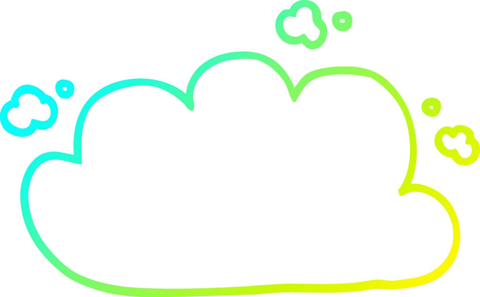 línea de gradiente frío dibujo nube blanca de dibujos animados vector