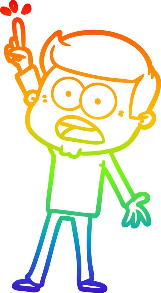 rainbow gradient line drawing cartoon shocked man vector