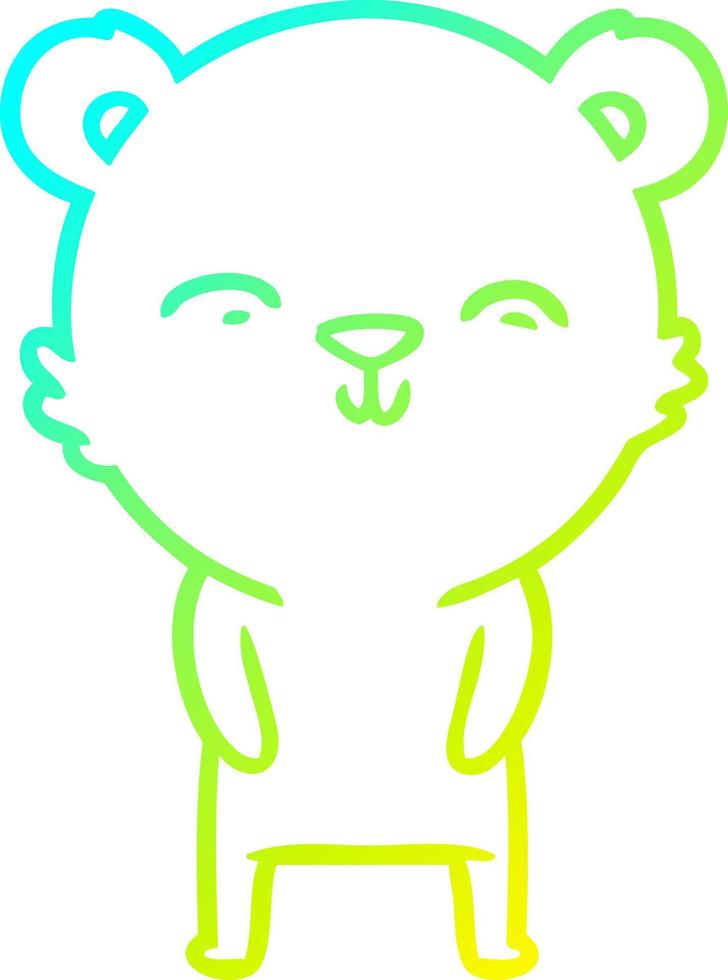 cold gradient line drawing happy cartoon bear vector