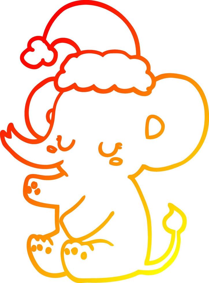 warm gradient line drawing cute christmas elephant vector