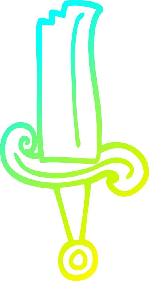 cold gradient line drawing cartoon jeweled sword vector