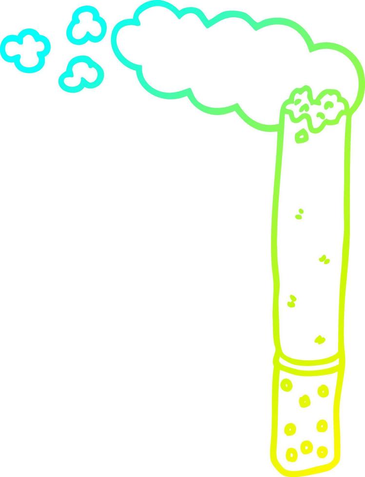 cold gradient line drawing cartoon cigarette vector