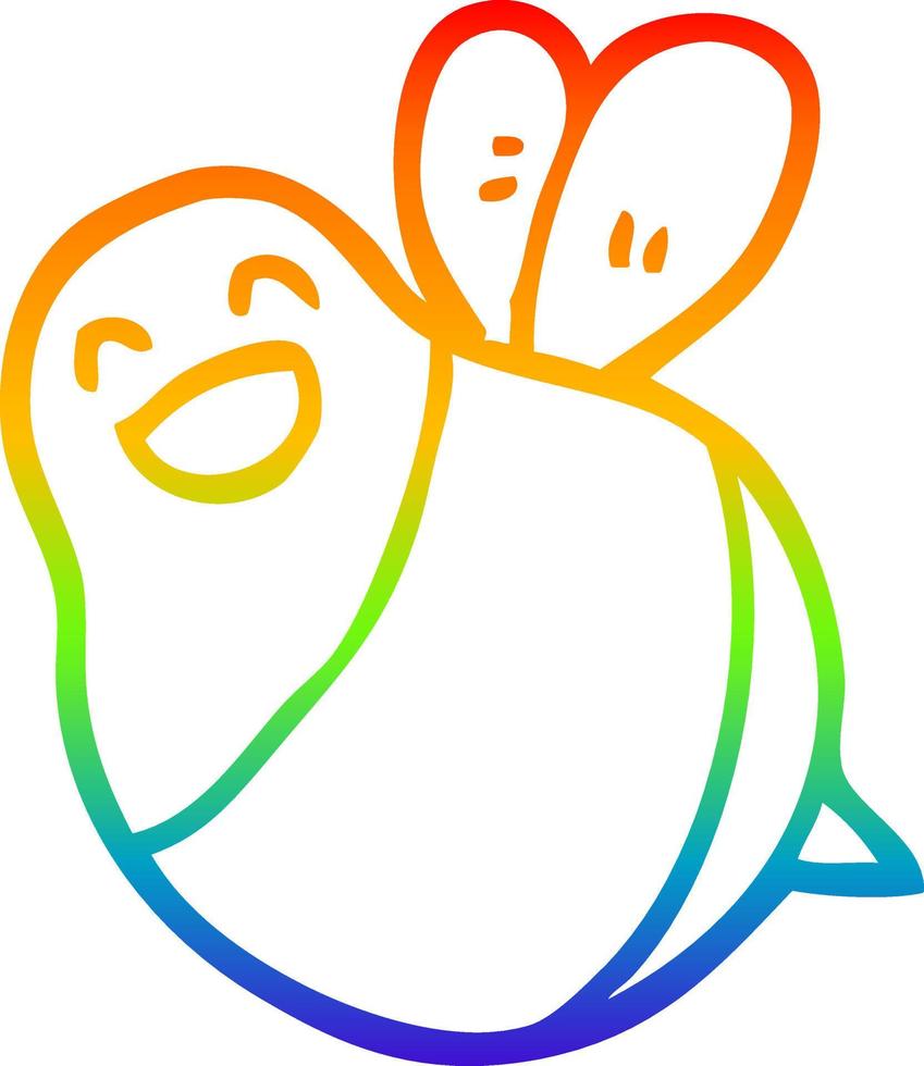 rainbow gradient line drawing cartoon bee vector