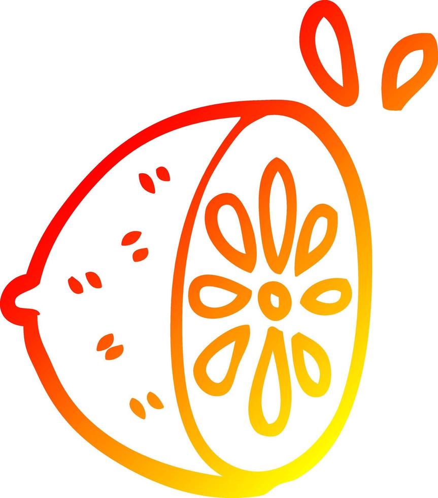 warm gradient line drawing cartoon lemon fruit vector