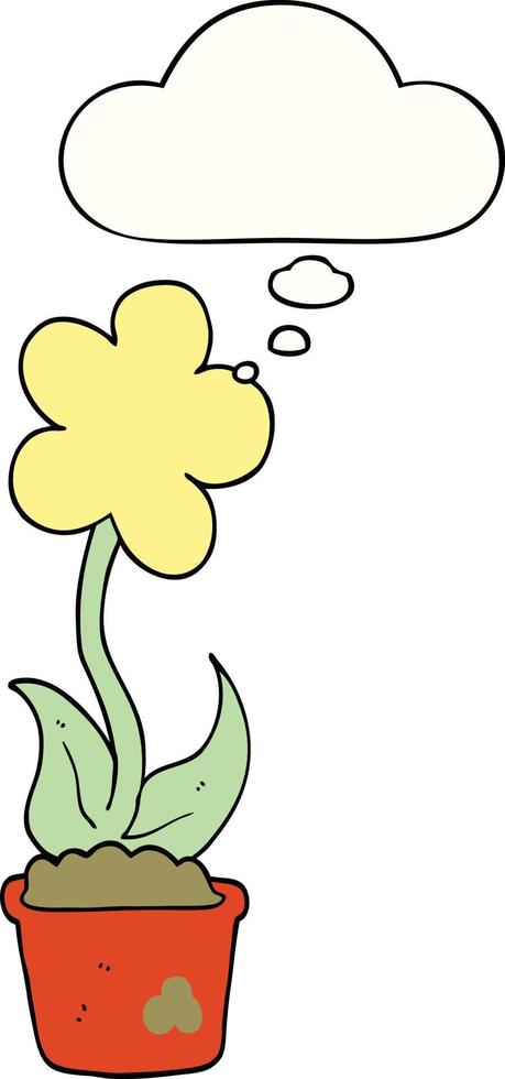 cute cartoon flower and thought bubble vector