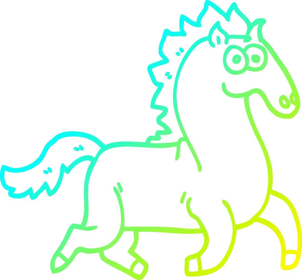 cold gradient line drawing cartoon magnificent stallion vector
