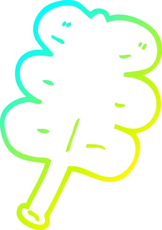 cold gradient line drawing cartoon autumnal leaf vector