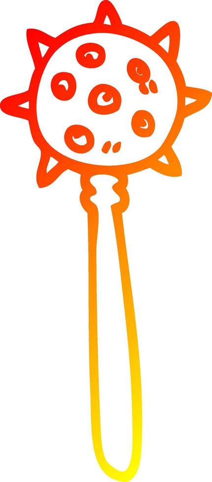 warm gradient line drawing cartoon medieval mace vector