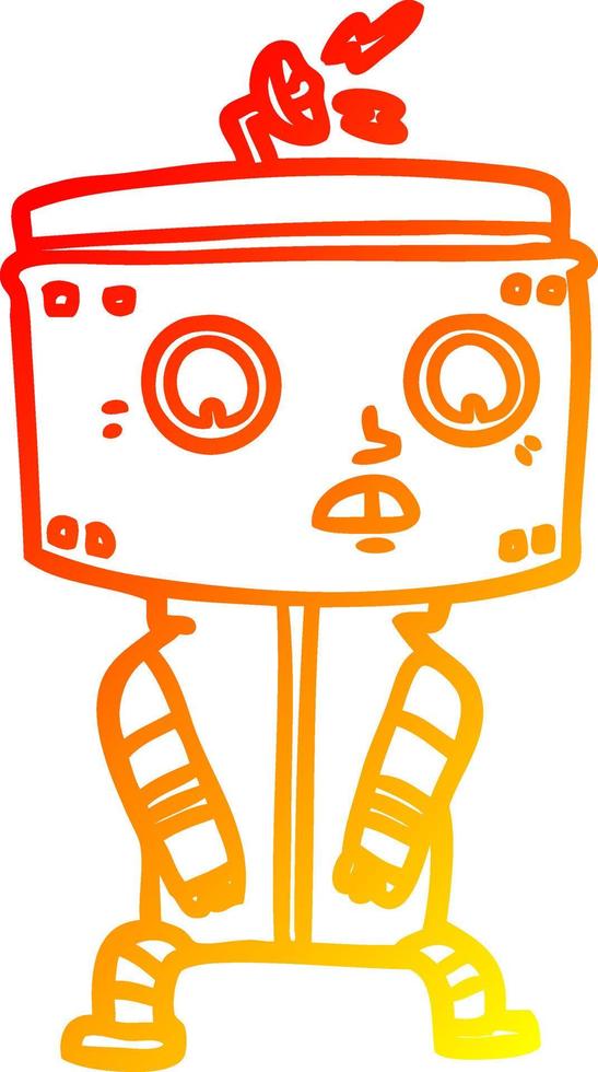 robot de dibujos animados de dibujo lineal de gradiente cálido vector