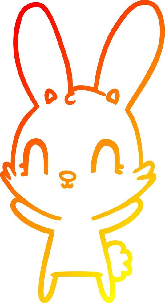 warm gradient line drawing cute cartoon rabbit vector