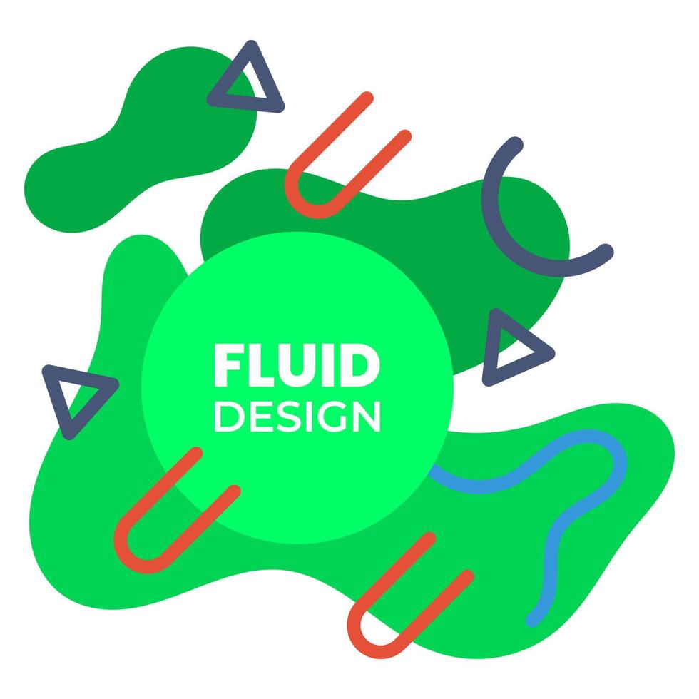 Green fluid design with pretty colored shapes and lines. suitable for background vector