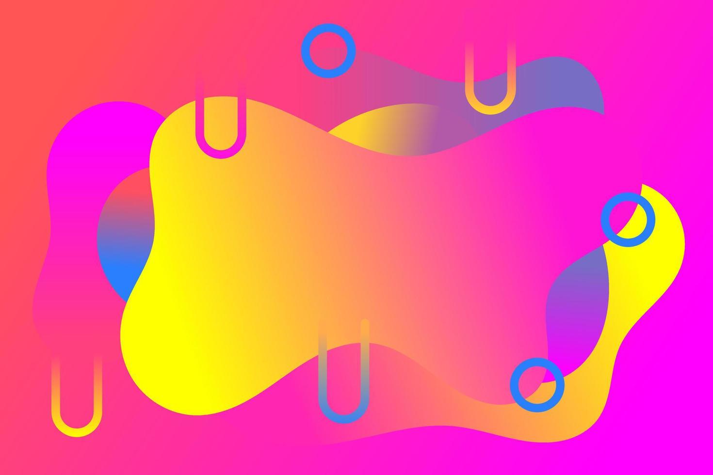 Bright color gradient fluid background with long curved lines and circles vector