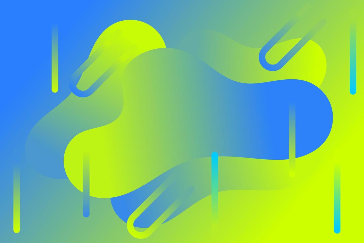 Abstract background of fluid waves in green blue gradations with long lines vector
