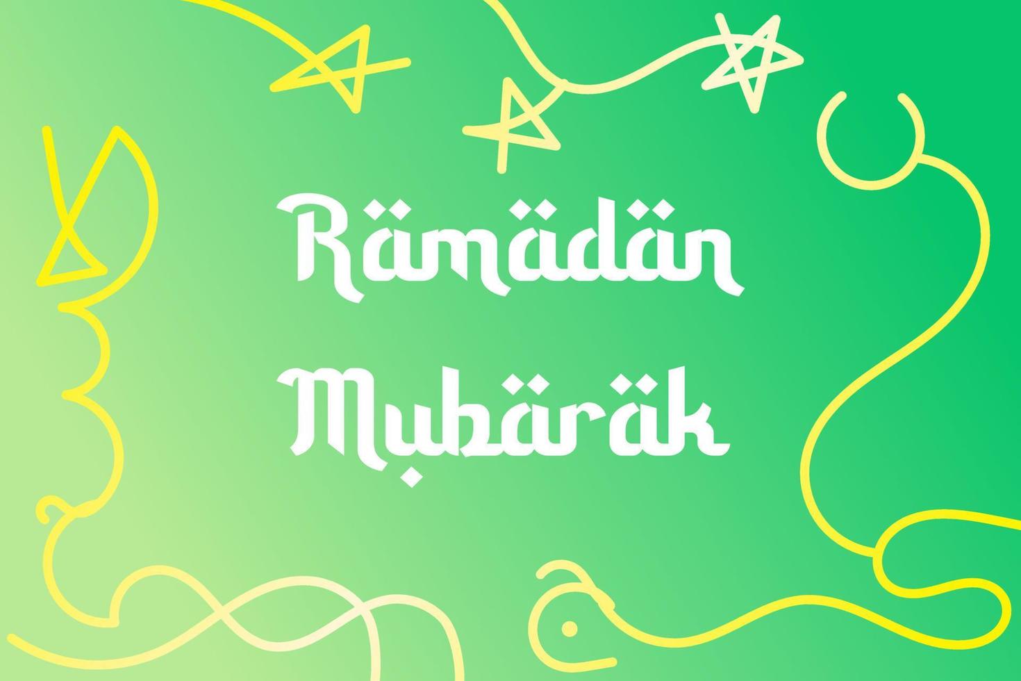 Green line art background with ramadan mubarak writing vector