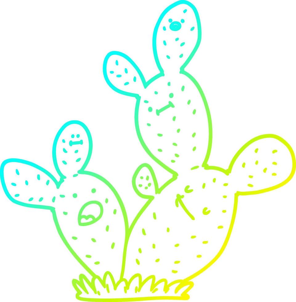cold gradient line drawing cartoon cactus vector