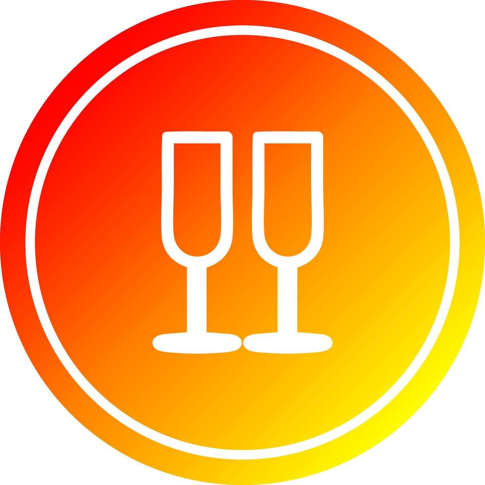 champagne glasses circular in hot gradient spectrum vector