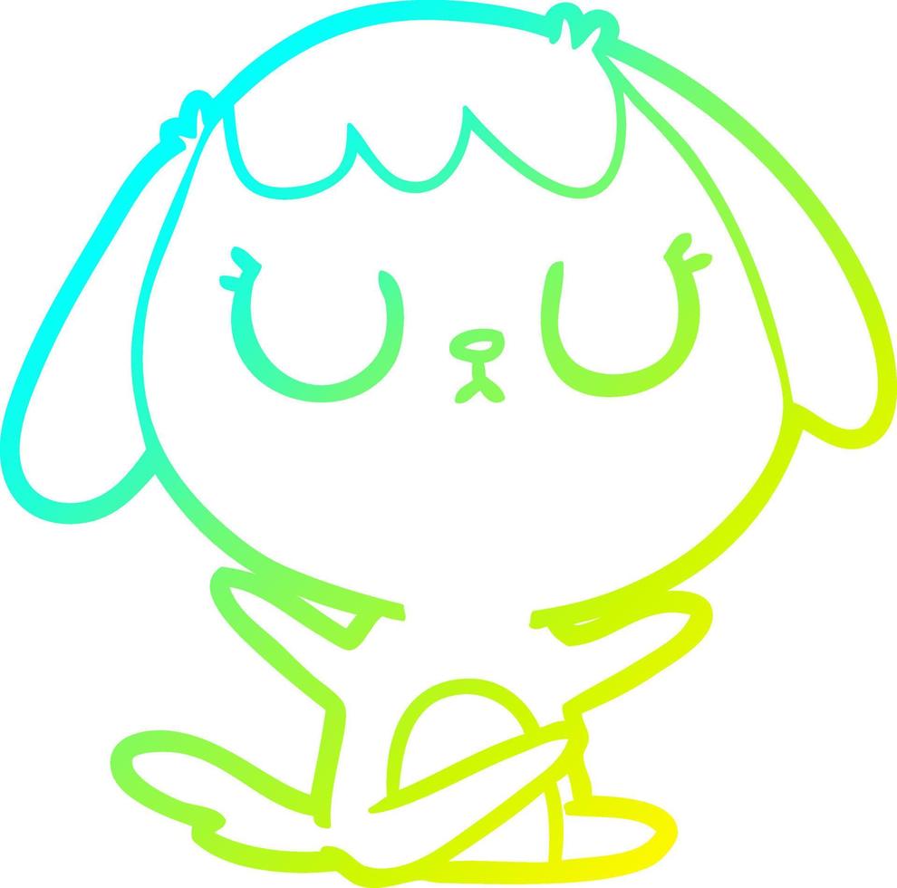 cold gradient line drawing cute cartoon dog vector