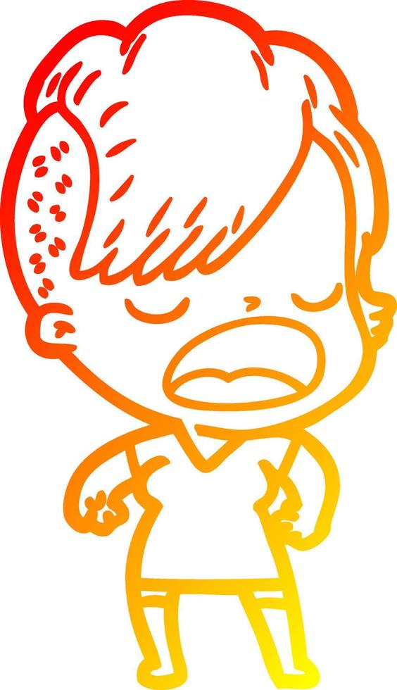 warm gradient line drawing cartoon cool hipster girl talking vector