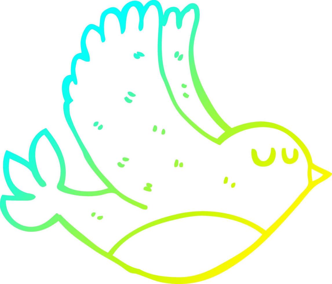 cold gradient line drawing cartoon flying bird vector