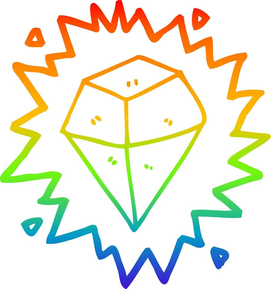 rainbow gradient line drawing cartoon shining crystal vector