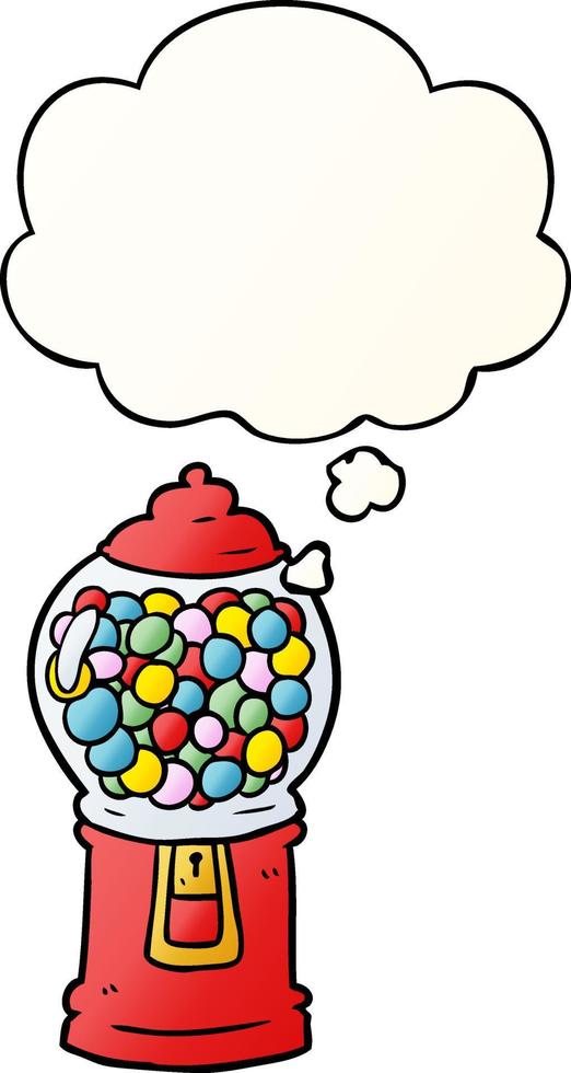 cartoon gumball machine and thought bubble in smooth gradient style vector