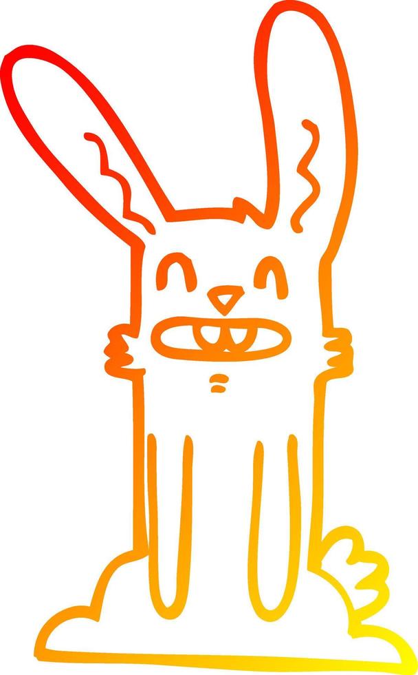 conejo de dibujos animados de dibujo de línea de gradiente cálido vector