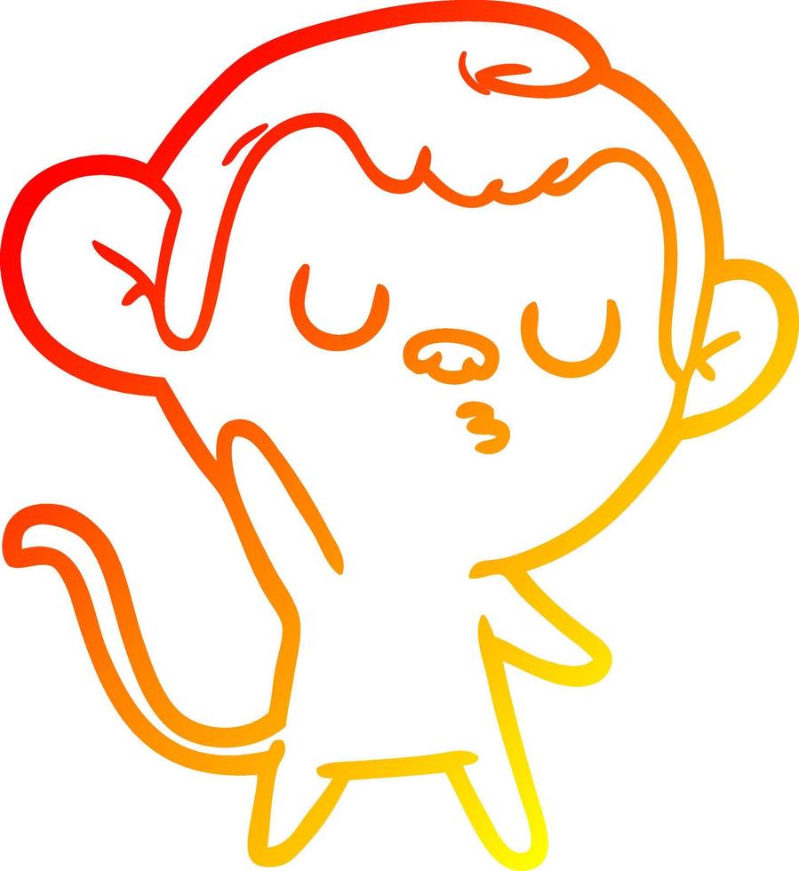 warm gradient line drawing cartoon monkey vector