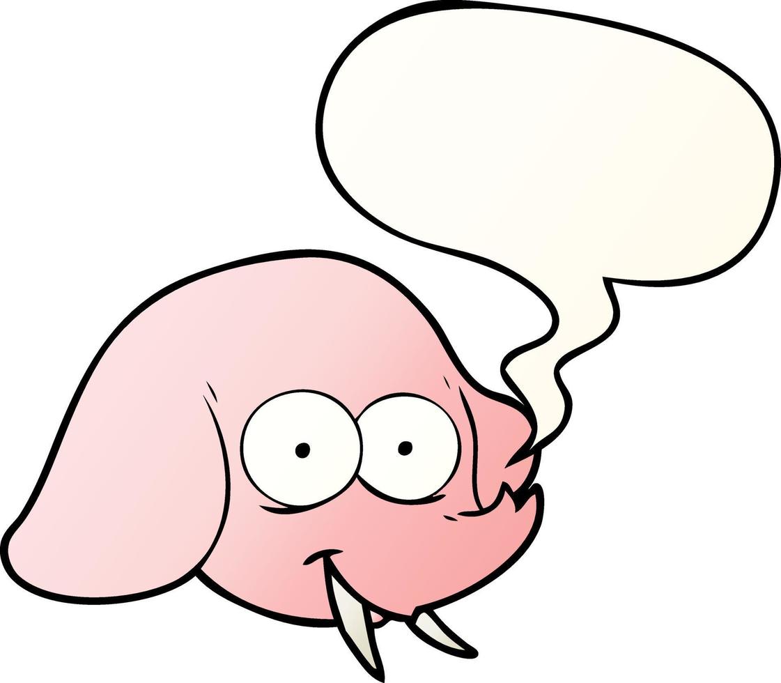 cartoon elephant face and speech bubble in smooth gradient style vector