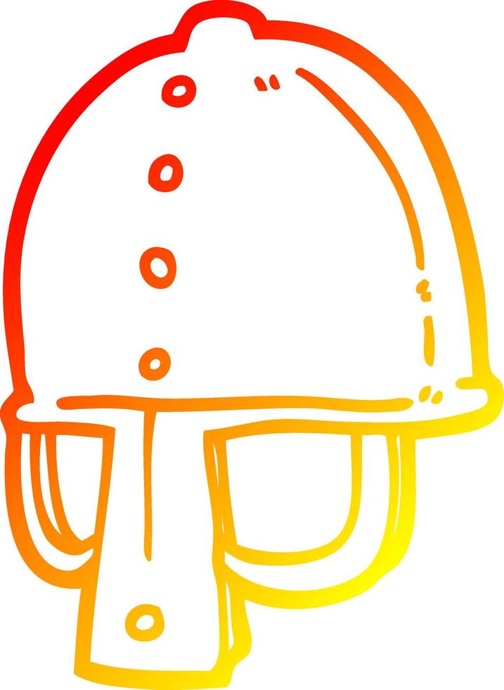 warm gradient line drawing cartoon medieval helmet vector