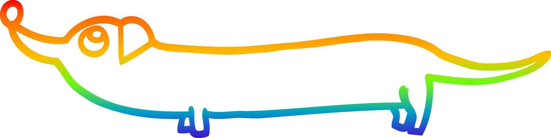rainbow gradient line drawing cartoon dachshund vector