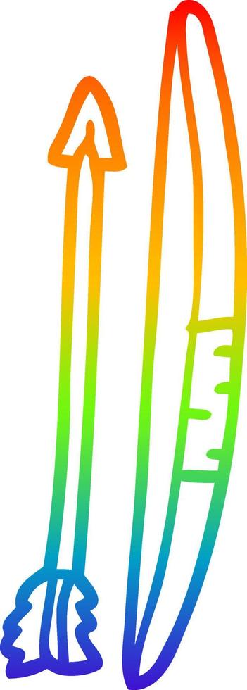 rainbow gradient line drawing cartoon bow and arrow vector