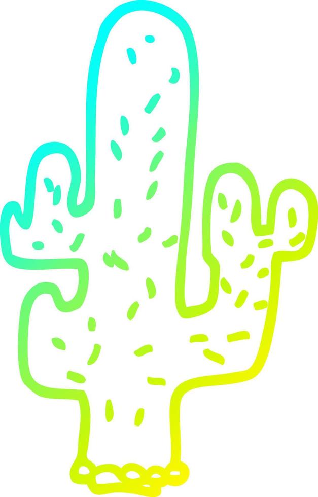 cold gradient line drawing cartoon cactus vector