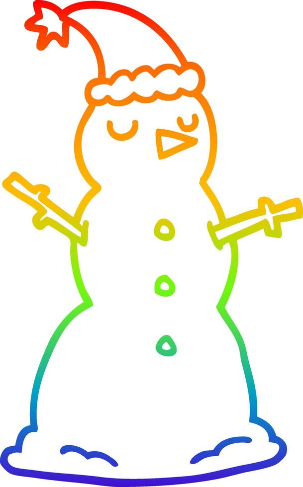 rainbow gradient line drawing cartoon snowman vector