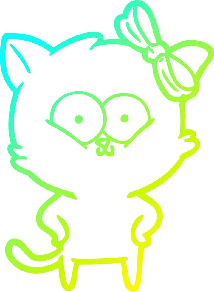 cold gradient line drawing cartoon cat vector