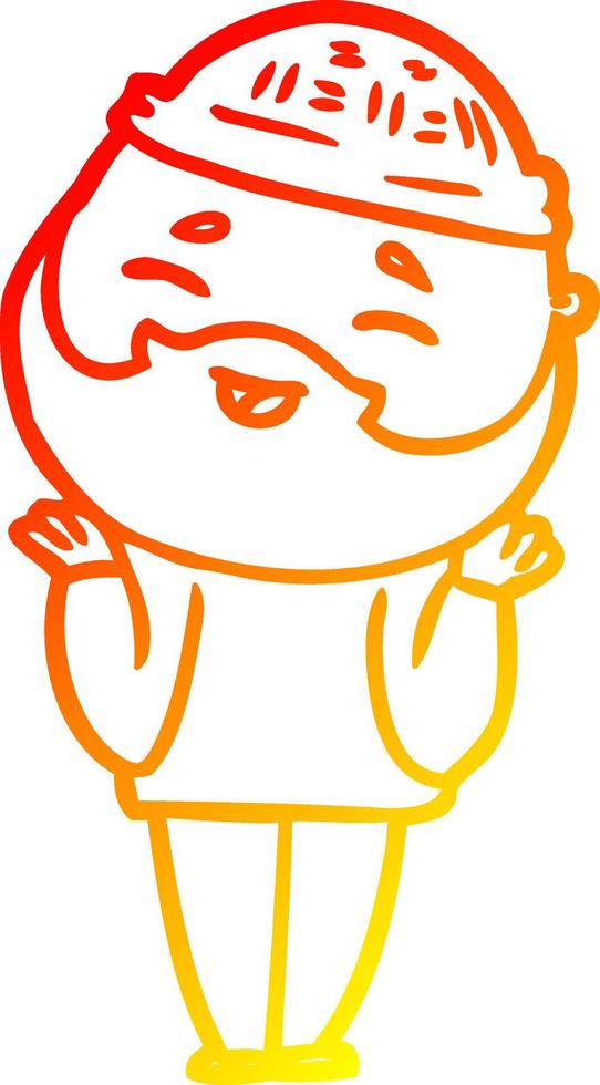 warm gradient line drawing cartoon happy bearded man vector
