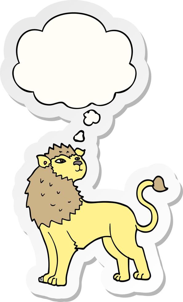 cartoon lion and thought bubble as a printed sticker vector