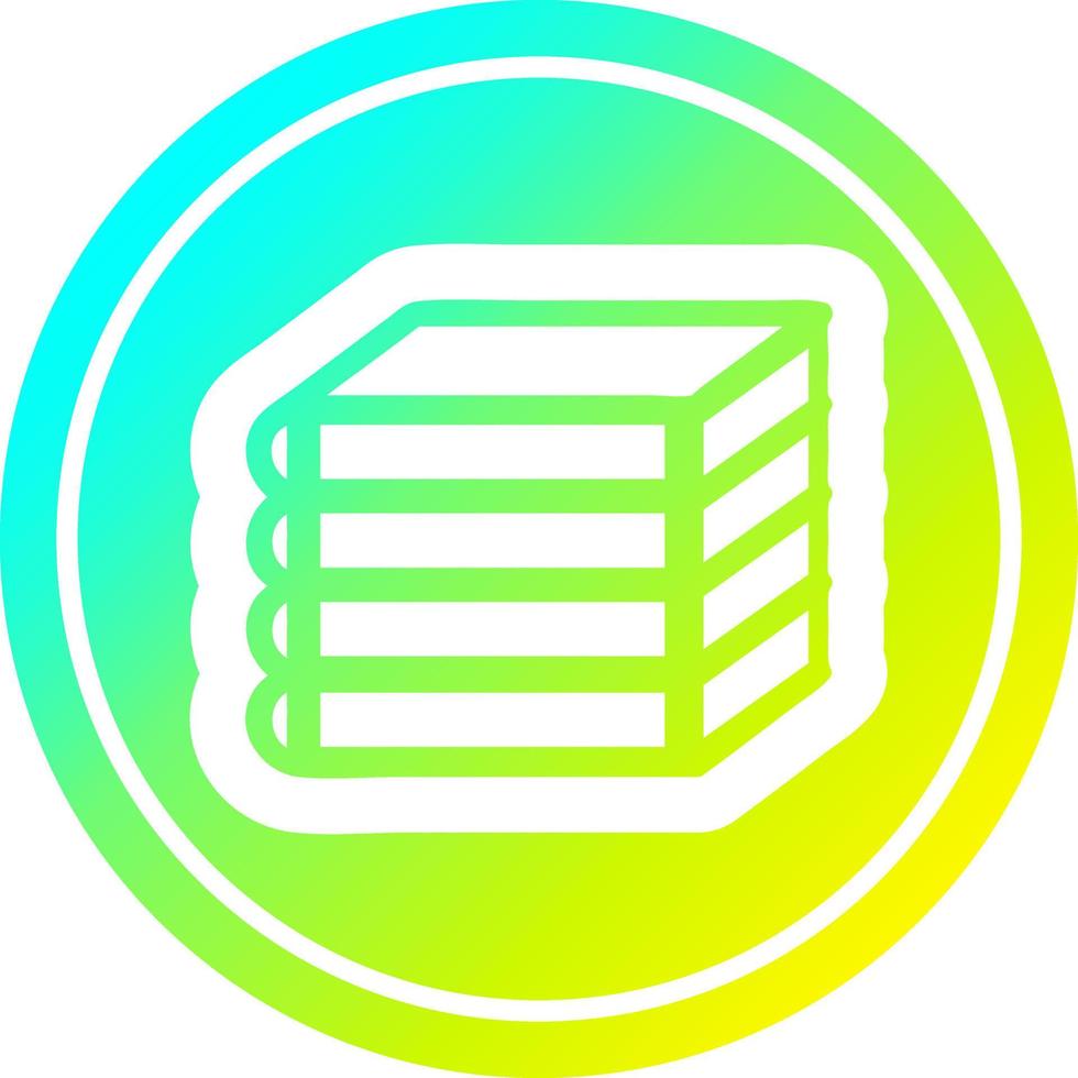 stack of books circular in cold gradient spectrum vector