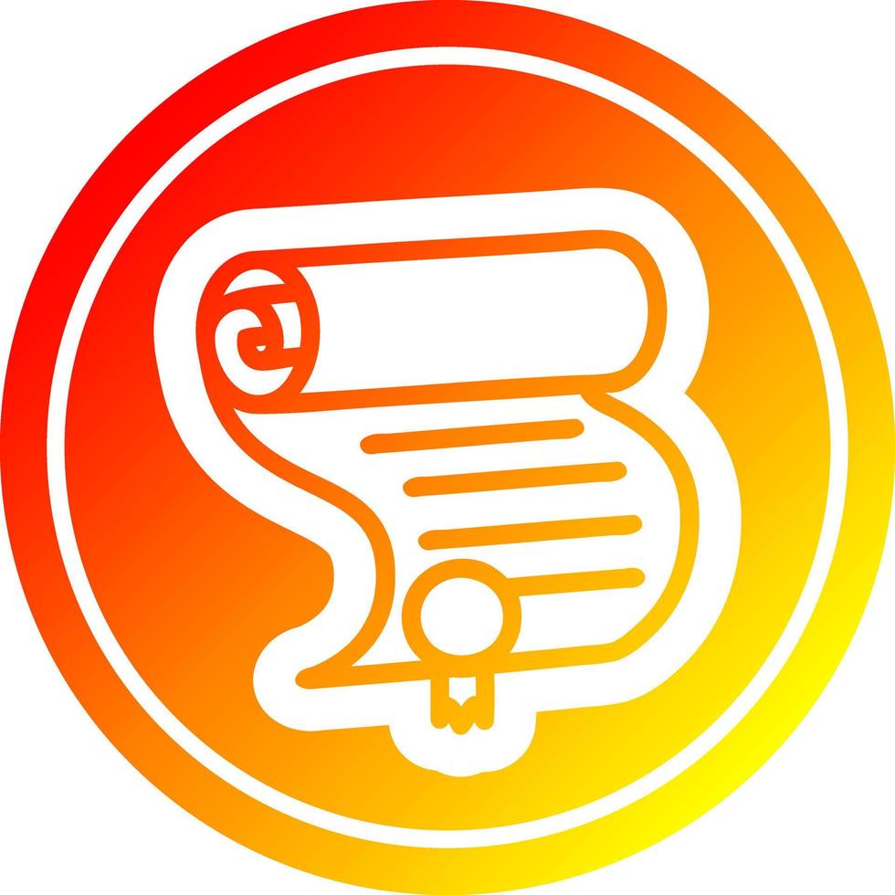 diploma certificate circular in hot gradient spectrum vector