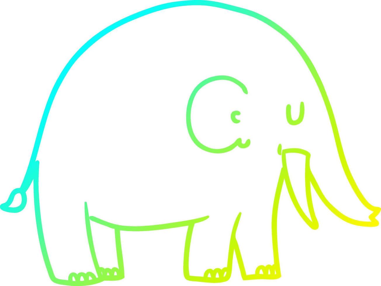 elefante de dibujos animados de dibujo de línea de gradiente frío vector