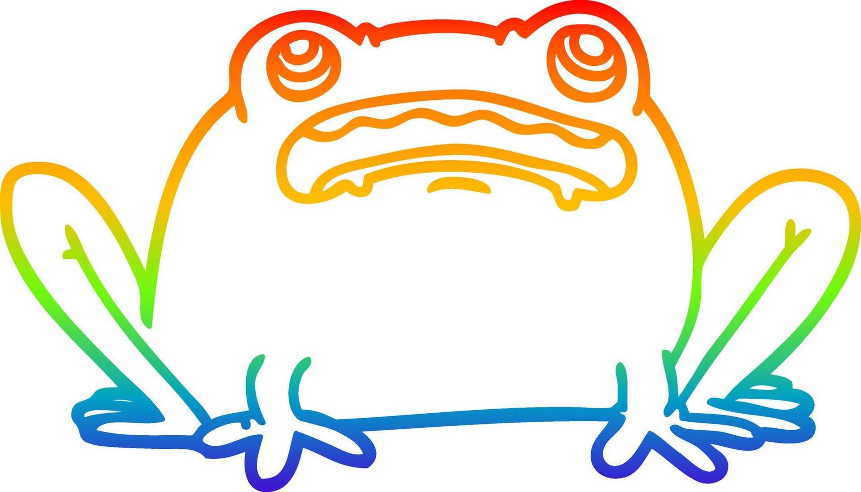 rainbow gradient line drawing cartoon frog vector