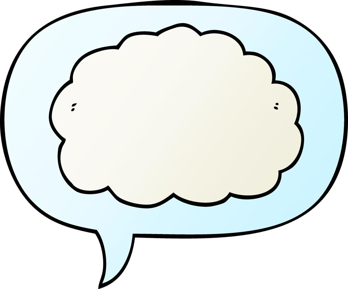 cartoon cloud and speech bubble in smooth gradient style vector