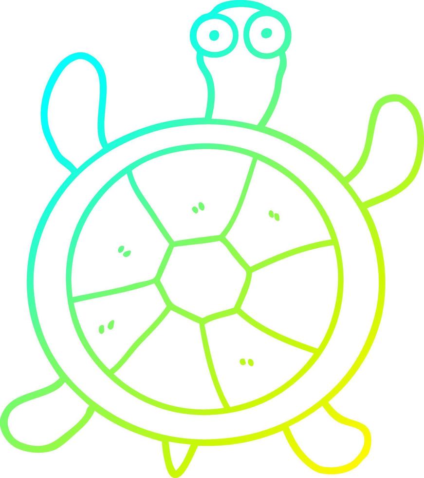 tortuga de dibujos animados de dibujo de línea de gradiente frío vector