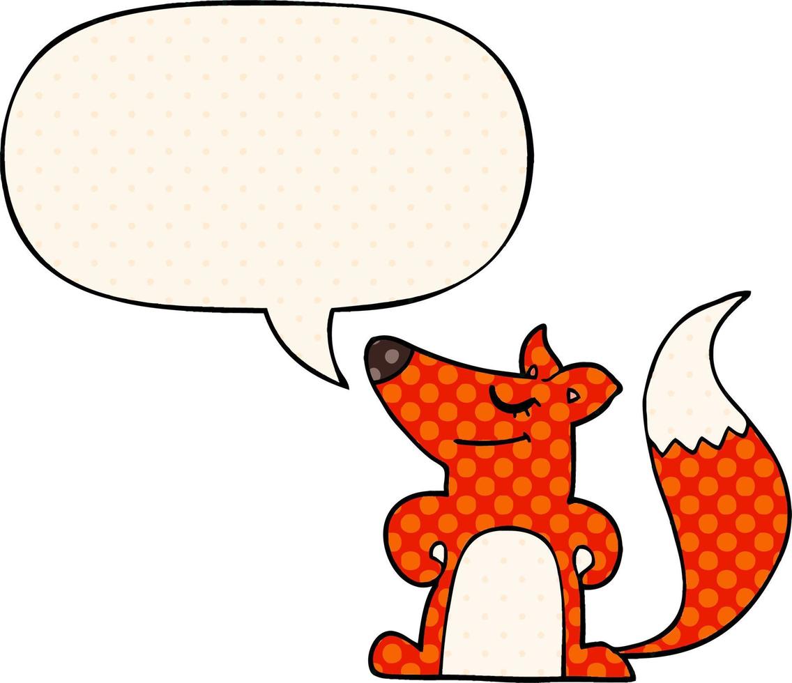 cartoon fox and speech bubble in comic book style vector